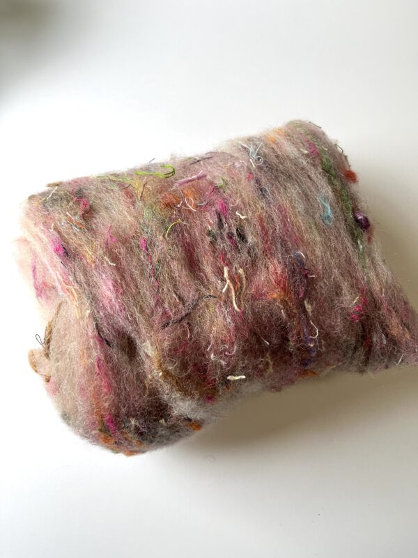 Art Batt Scraps : Romney, merino, cotton, silk