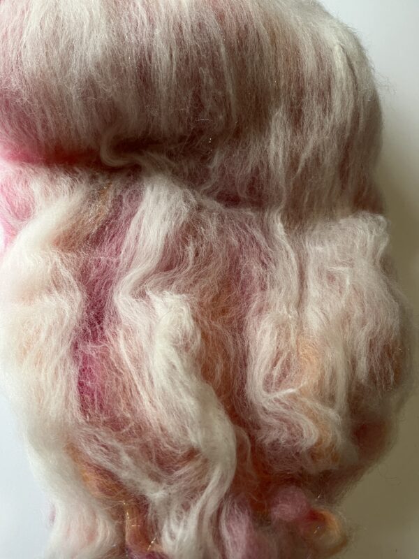 Art Batt Orange Cream and Pink : Merino, Bamboo, Angelina - Image 3