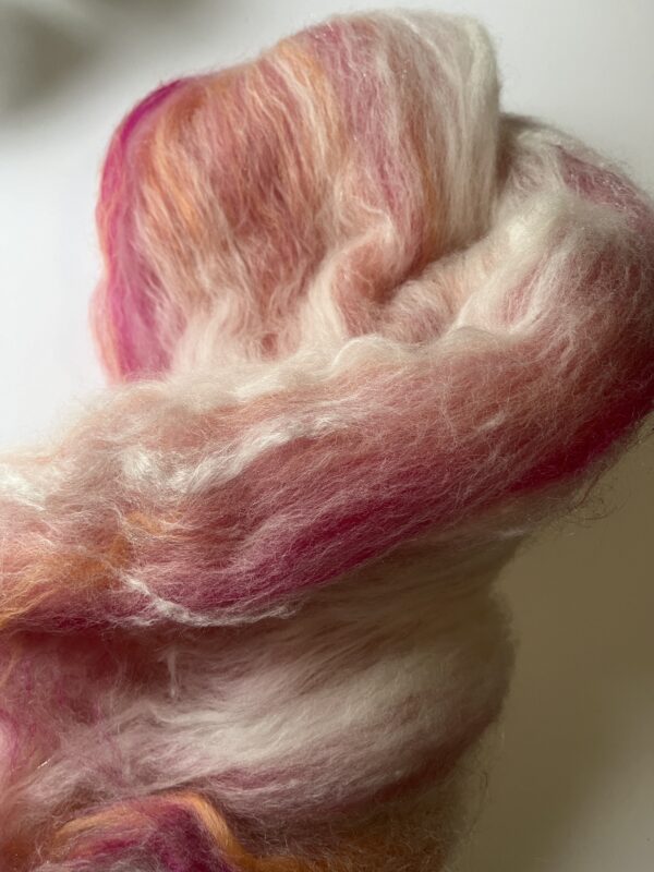 Art Batt Orange Cream and Pink : Merino, Bamboo, Angelina - Image 2