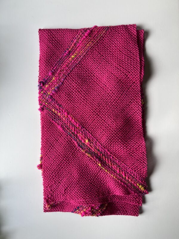 Fireberry Comet : vibrant pink handwoven scarf with neon - Image 5