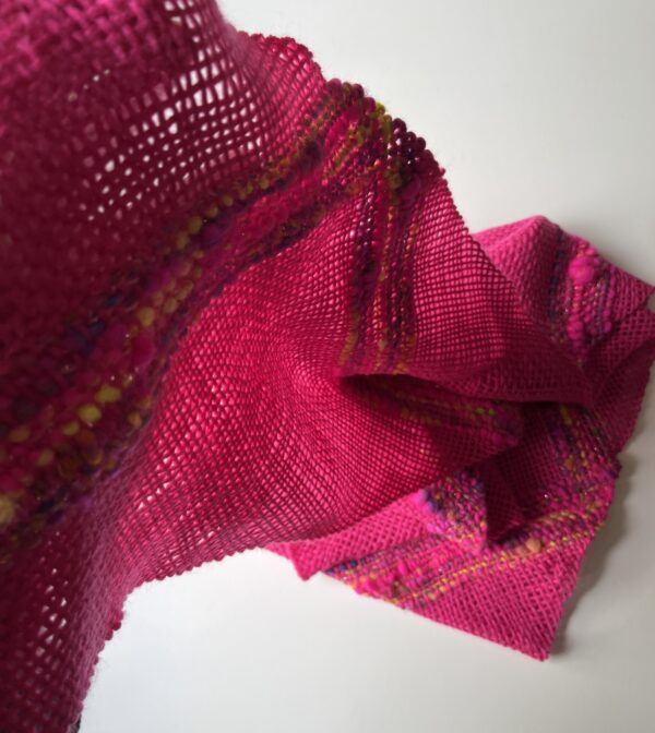 Fireberry Comet : vibrant pink handwoven scarf with neon - Image 4