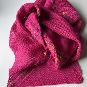 Fireberry Comet : vibrant pink handwoven scarf with neon