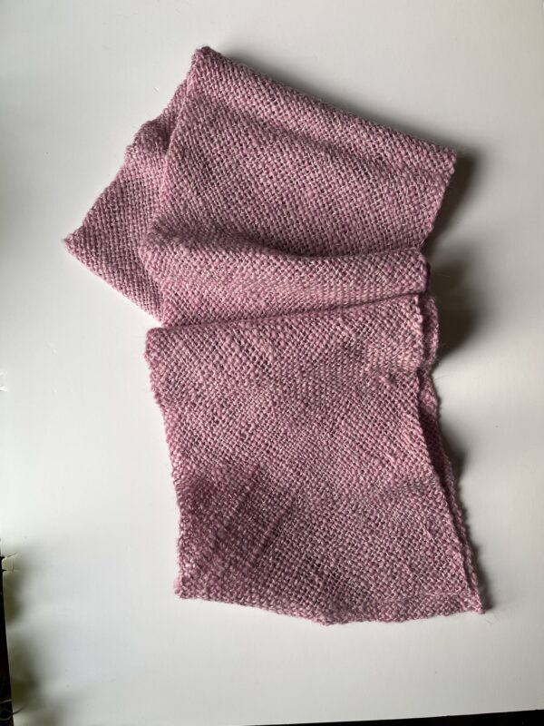 Stellar Bloom : soft pink handwoven scarf with sparkle - Image 3