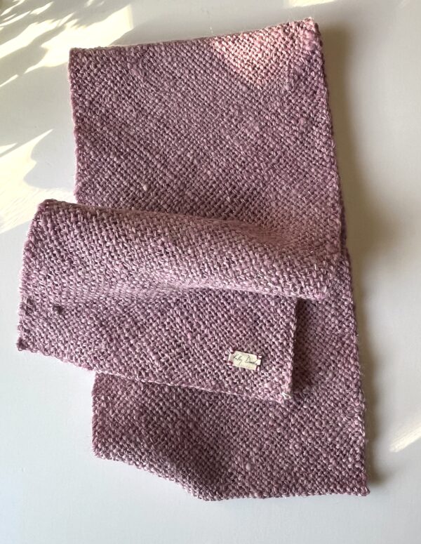 Stellar Bloom extra thick : soft pink handwoven scarf with sparkle - Image 2