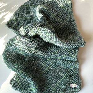 Blue Green Merino : handwoven scarf