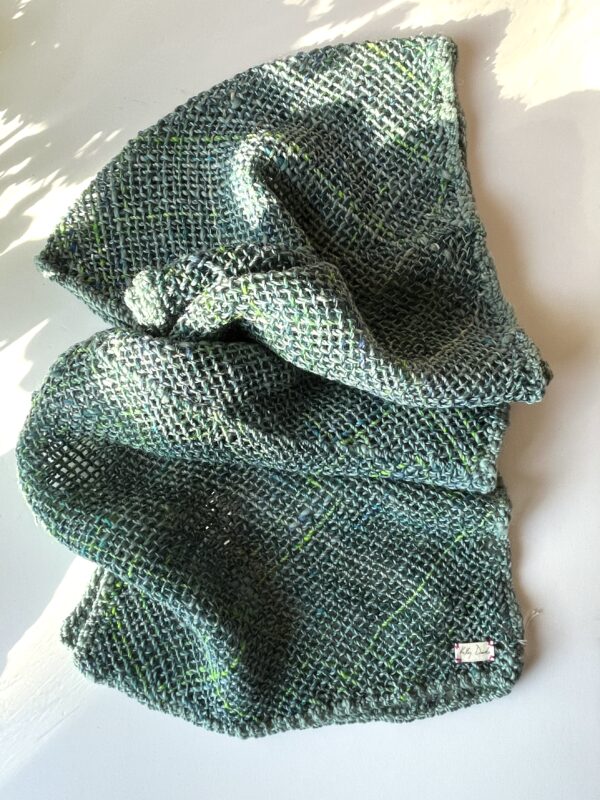 Blue Green Merino : handwoven scarf