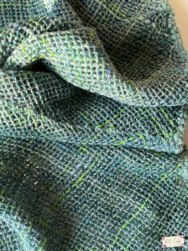 Blue Green Merino : handwoven scarf - Image 2